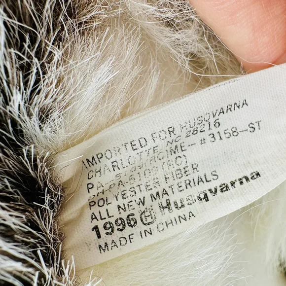 1996 Husqvarna Siberian Husky Wolf Dog Plush Puppy 15” Laying Stuffed Animal - Picture 9 of 10